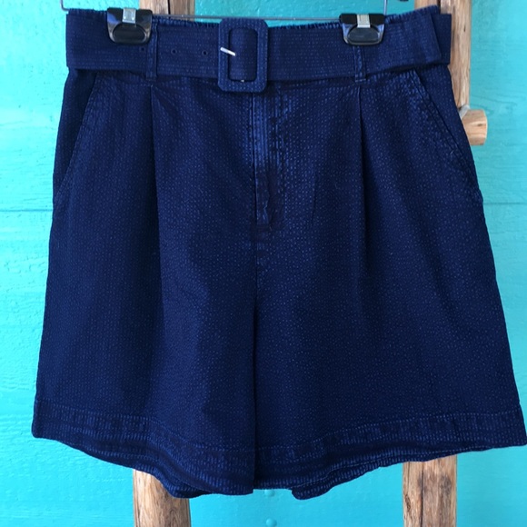 NWOT HIGH WAISTED DENIM PEPLUM BELTED NAVY… - Picture 6 of 8